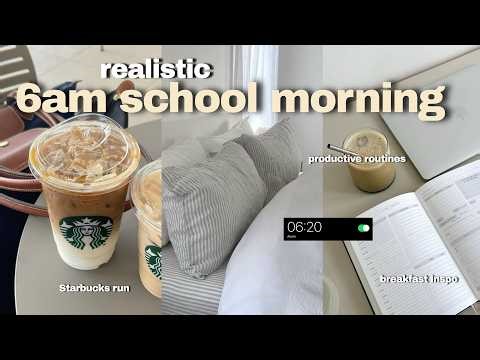 Realistic 6am school morning routine 🌞 *productivity, Starbucks, motivation*