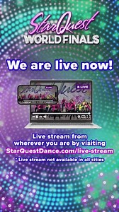 Join our Password Protected World Finals Live Stream NOW to see our dancers in action! Go to StarQuestDance.com/live-stream to check it out. Please note, Livestream is not available in all cities at all times. | StarQuest Dance Competition