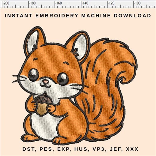 Squirrel Embroidery Design – Digital File for 4x4 & 5x7 Hoops - Etsy UK
