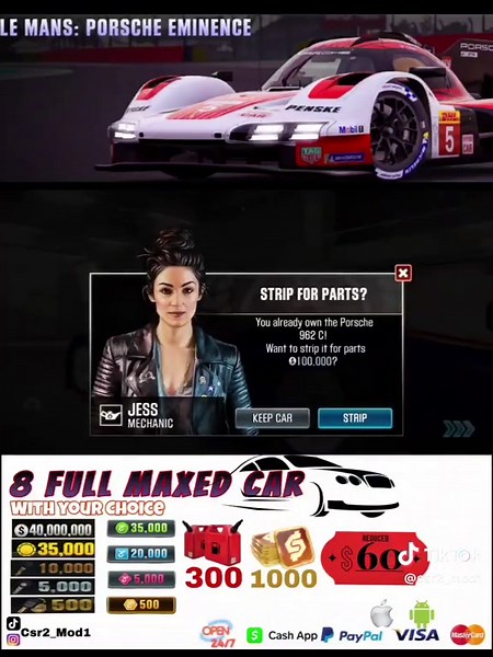 CSR2 MOD SHOP: Porsche Eminence Events & Unlimited Resources