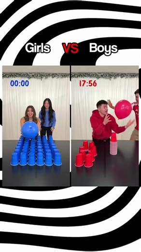 Stack the Cups Speed Challenge! Boys vs Girls #speed #game #challenge