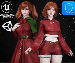 ArtStation - New Year Girls - Game Ready | Game Assets
