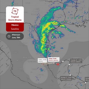🌀🌧️ The NOAA NWS National Hurricane Center announced that the first tropical storm of the Atlantic season, named #Alberto, developed over the Gulf of Mexico on Wednesday. Alberto is predicted to bring significant rainfall to northeastern Mexico and southern Texas. 🇲🇽 Alberto's center is expected to hit the Mexican coast early Thursday and is anticipated to intensify before landfall. 💨 Described as a "large tropical storm," Alberto has maximum sustained winds of 50 mph (80kmh), with tropical