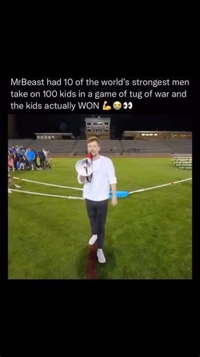 livebsx on Instagram: "MrBeast gathered 10 of the world’s strongest men — elite athletes, bodybuilders, and powerlifters — to face off against an army of 100 kids in an epic game of tug of war! 💪🪢 What seemed like an easy win for the muscle-bound giants quickly turned into a shocking twist: the kids actually won. With teamwork, strategy, and sheer numbers on their side, the underdogs pulled off one of the most unexpected victories in classic MrBeast fashion — hilarious, heartwarming, and wildl