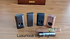 Wholesale Triple Jet Torch Flame Cigar Lighter With Cigar Cutter Luxury Custom Premium Cigar Lighter