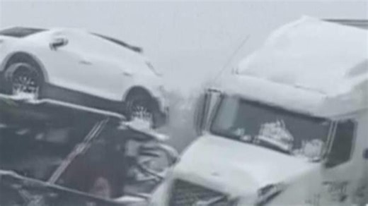 Massive pileup on snow-covered I-70 in Missouri