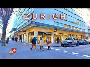 Switzerland ZURICH 📍 Experience the Shopping Street in Zurich 4K Free Walking Tour Bahnhofstrasse