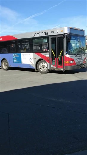 SamTrans Gillig Low Floor 29' #2954 on Route 142 Departs San Bruno BART