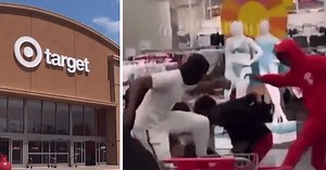 Wild brawl in California Target captured on video