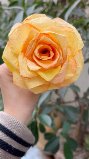 Aesthetic Yellow Rose I Flower making with paper I Paper Rose #diy #crafts #shorts