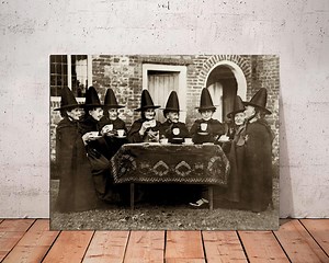 Witches Tea Party at Dusk Canvas Print: Retro Halloween Decor - Etsy