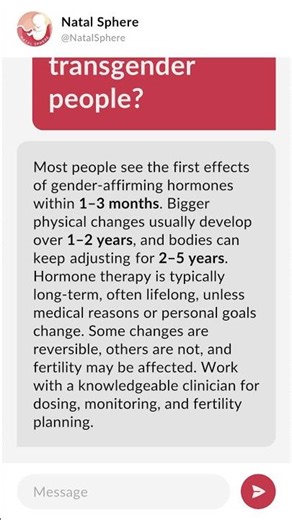 How long does hormone therapy take for transgender people?