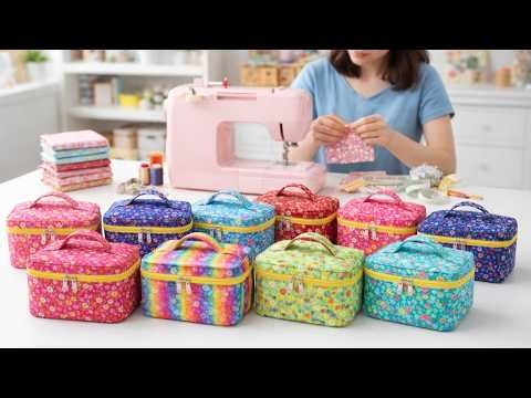 I sewed this cute bag as a gift for friends and family 💟 Cosmetic bag with zipper 💟