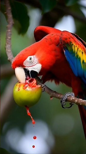 Majestic Scarlet Macaw Eating Fruit | Cinematic Nature 4K #birds