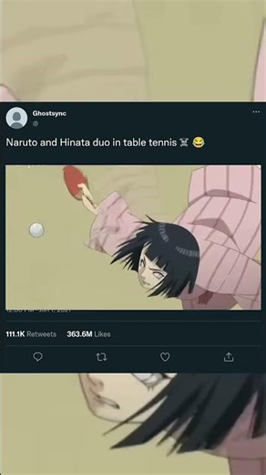 Naruto and Hinata Best table tennis duo🏓 😂 #animeedit #shorts #anime