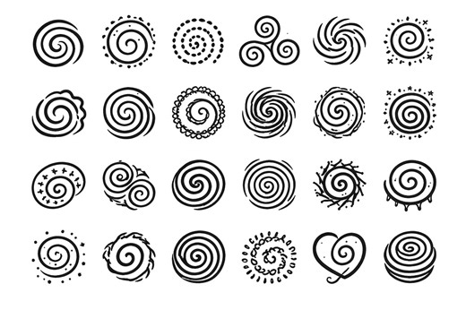 Spiral Vector Pack 24 Original Black Stroke Symbols Minimal Outline Artwork White Background Cricut Silhouette Design Files - Etsy