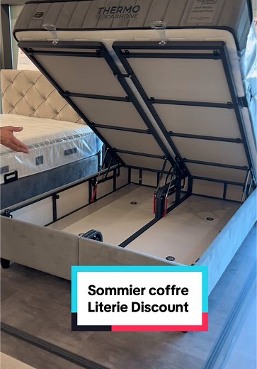 Sommier Coffre Gris & Beige - Literie Discount