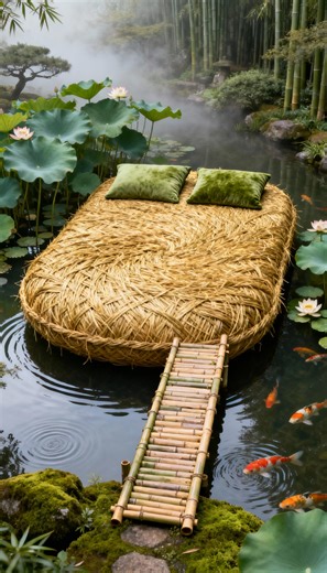 lanterbie on Instagram: "[ASMR] Walking on Giant Floating Mats 🦶💧 Which floating mat would you choose for a nap? 👇 🌾 1. The Zen Reed Mat 🕌 2. The Royal Persian Rug 🌌 3. The Bioluminescent Jelly Pad 💠 4. The Mosaic Tile Float 🍃 5. The Giant Amazon Lily Feel the water cradle you! 💤 #ASMR #ASMRBed #AiArt #DreamBed #Satisfying #FloatingMat #WaterBed #SurrealPhysics"