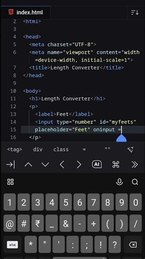 Length Converter by Javascript in Android Compiler. #coding #hackathon #programming #dsa #android