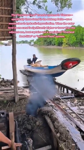 🚀 Waterway Shortcuts! 🚤 How Vietnam’s Genius "Boat Slides" Move Vessels Between Canals ✨🌊 #boat #how