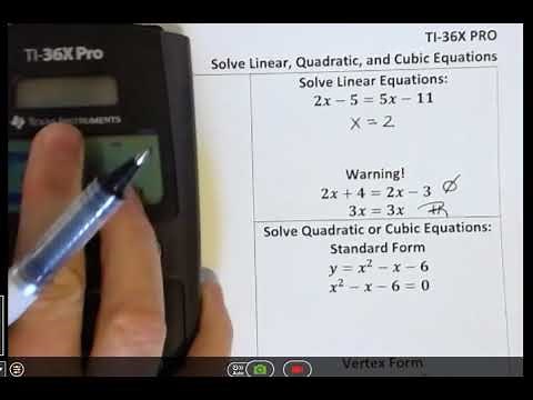 TI-36X PRO: Solve Linear, Quadratic, or Cubic Equations