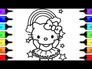 Hello Kitty Ballerina Rainbow Coloring Pages | Hello Kitty Coloring Book Pages Art Sanrio