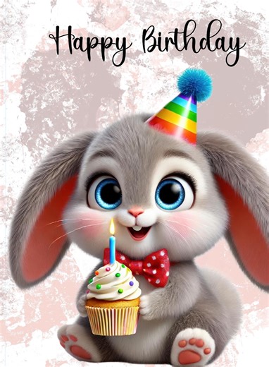 Birthday Card With Bunny – Digital Download PDF – Printable Birthday Card – Cute Bunny Greeting Card - Etsy Australia