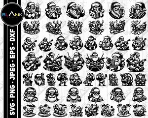 Santa Claus Vector Art Bundle: Beer, Guitar, Drums (digital Download) - Etsy