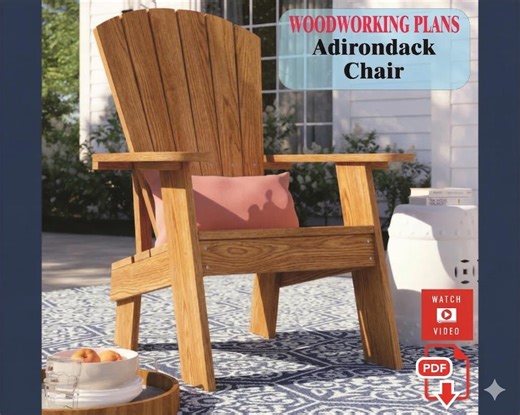 Adirondack Chair Plans PDF, DIY Outdoor Chair Blueprint, Wooden Garden Chair Plans, Step-by-step Instructions, Printable Template - Etsy