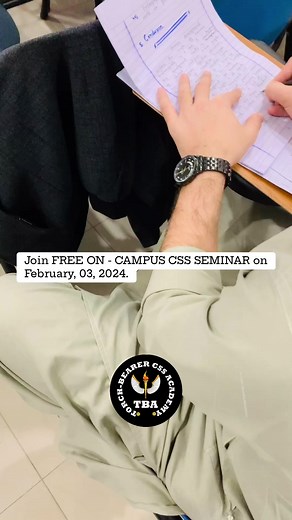 CSS’2025 Preparation || Tips and Tricks || Join FREE ON - CAMPUS CSS SEMINAR on February, 03, 2024. Admissions Open#TorchbearerCSSAcademy #TBACarachi #CrackCSSKarachi #PMSSuccessAcademy #YourPathwayToCivilService #GulshanCSSPrep #ExpertGuidanceToCompetitiveExams #AchieveYourDreamCareer #CurrentAffairsKarachi #InterviewPrepExpert #AceYourCSSWithTorchbearer #CSSAcademyKarachi #TBA #css2025 #cce #tba | Torchbearer CSS Academy - TBA Karachi