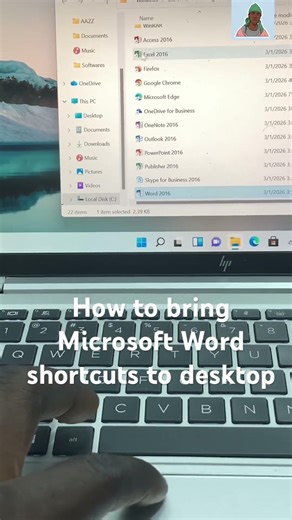 How to bring Microsoft Word shortcuts to desktop