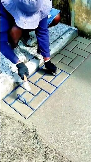 Concrete Stamping Technique: Creating a Brick Paving Pattern on Wet Cement