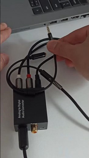 Plug 3.5mm splitter into Dell laptop headset port to connect SPDIF Toslink optical cable #shorts