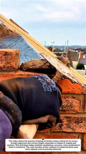 Bricklaying Alignment Process Using String Line | Precise Masonry Technique.