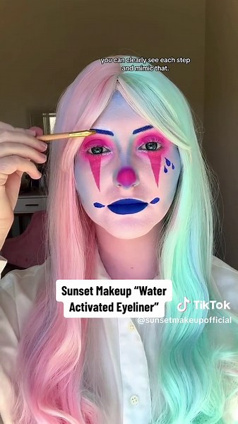 Replying to @chloetowns550 Our Sunset Makeup cotton candy clown look 🍭 #clownmakeup #clownmakeuplook #clownmakeuptutorial #clowncore #clowncosplay #clownaesthetic #juggalomakeup #gothmakeup #gothmakeuptutorial #gothmakeuplook #gothaesthetic #cosplay #cosplaymakeuptutorial