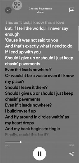 Chasing Pavements - Adele Lyrics Video
