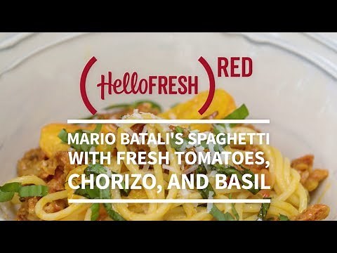 Mario Batali's Spaghetti with Fresh Tomatoes, Chorizo, and Basil
