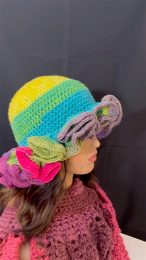 colorful ruffles crochet hat#crochet #crocheting #diy