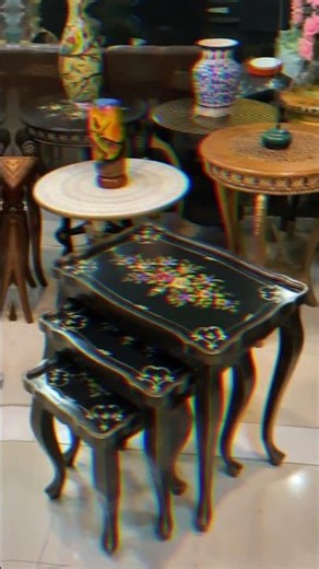 Hand-Painted Nesting Tables | Artistic Wooden Décor by Kraft Store 🎨✨