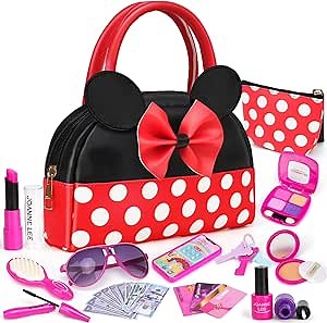 AuntyFey Play Purse for Little Girls, Toddler Purse Set 3 4 5 6 7 8 Year Old, Toy Purse for Girl, Purse for Pretend Play with Accessories, Play Purse for Toddlers, Kid Purses Age 4-6