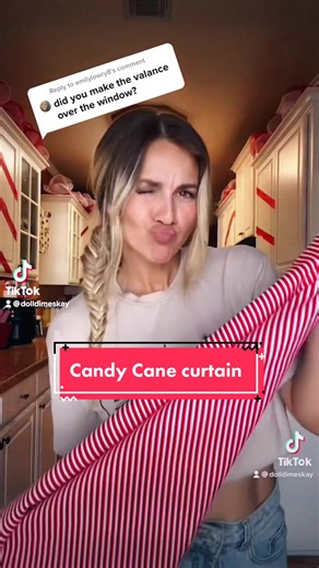 DIY Christmas Candy Cane Curtain Valance Tutorial