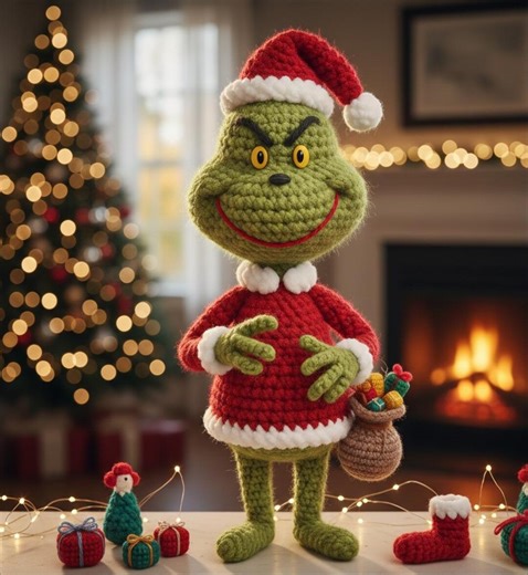 Grinch Santa Amigurumi Pattern PDF – Crochet Grinch Doll – Christmas Crochet Toy