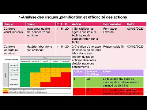 Analyse des risques et opportunités et évaluation de l'efficacité des actions ( Exemple pratique )