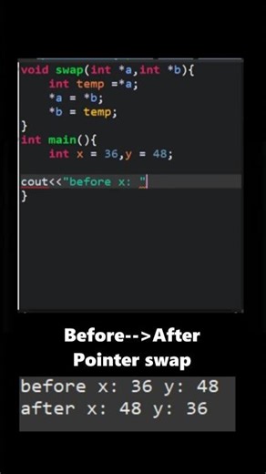 😎Swap the 2 no. using Pointers,in C++ just 20sec!!!