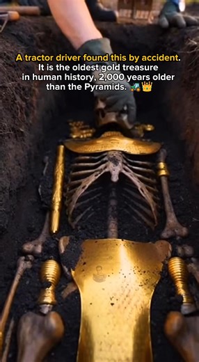 We are taught that civilization began in Mesopotamia and Egypt. But in 1972, a tractor driver named Raycho Marinov was digging a trench in Bulgaria and accidentally found the Varna Necropolis. Inside Grave 43, they found a man buried with 990 gold objects—including a solid gold scepter and a gold sheath for his... "private area." 😳 To put this in perspective: This one guy was buried with more gold than existed in the entire rest of the world combined at that time (4,600 BC). While the rest of h