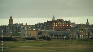 Static distance view to St Andrews Golf town landscape