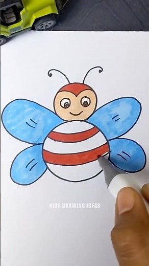 How to Draw a Cute Bee for Kids in Easy Steps 🐝 | Easy Bee Drawing Tutorial for School Going Kids