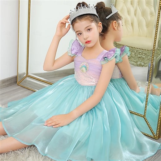 The Little Mermaid Fairy Tale Princess Ariel Dress Costume Mermaid Tail Storybook Characters Movie Cosplay for Girls' Kid's Halloween Carnival World Book Day Performance School Event Dress Up 2025