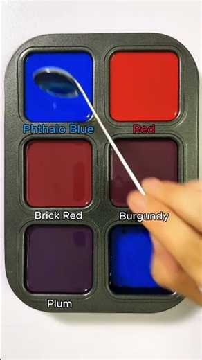 Create 4 colors from 2 colors: Phthalo Blue + Red #asmr #mix #colormixing #colors #mixing #art