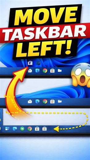 🔥 How to move taskbar from centre to left in windows 11!😮